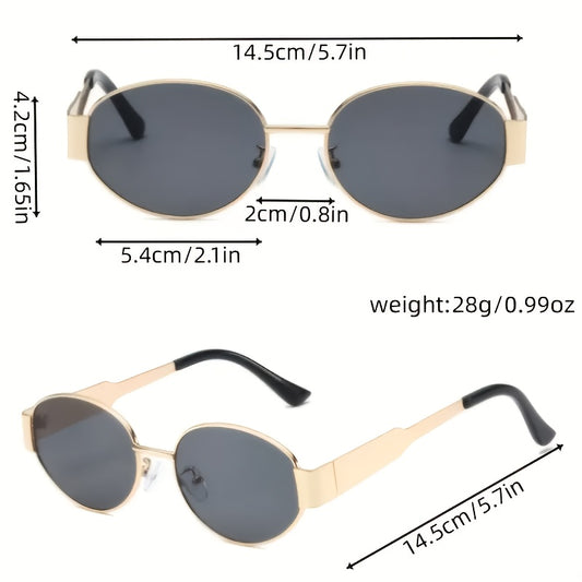 Rocco Bellano Gold Oval Sunglasses with Brown Lenses for Men & Women