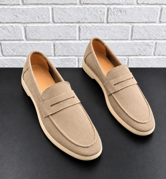 Rocco Bellano Men's Dark Brown Textured Penny Loafers