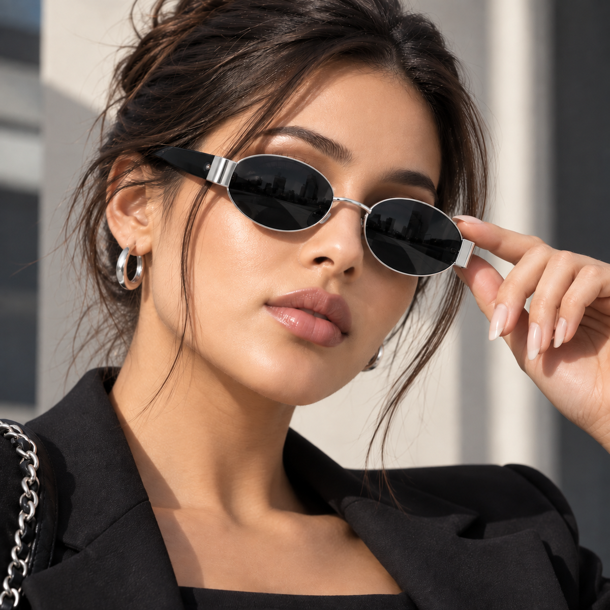 Rocco Bellano Gold Oval Sunglasses with Brown Lenses for Men & Women