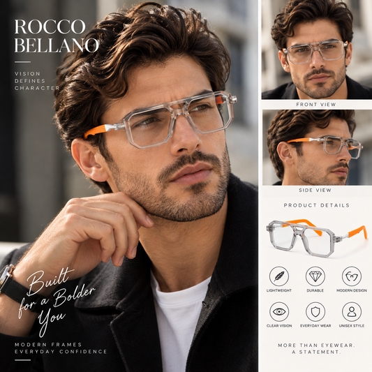 Modern Square Double-Bridge Glasses | Rocco Bellano