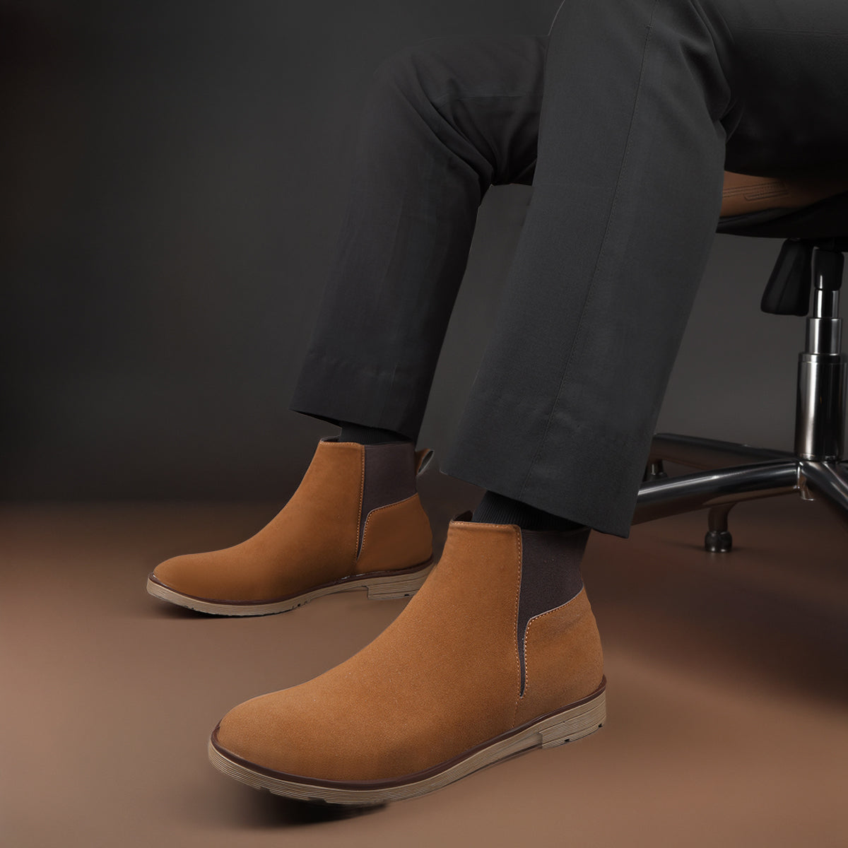 Rocco Bellano Men's Premium Suede Chelsea Boots – Comfortable Pull-On Ankle Boots