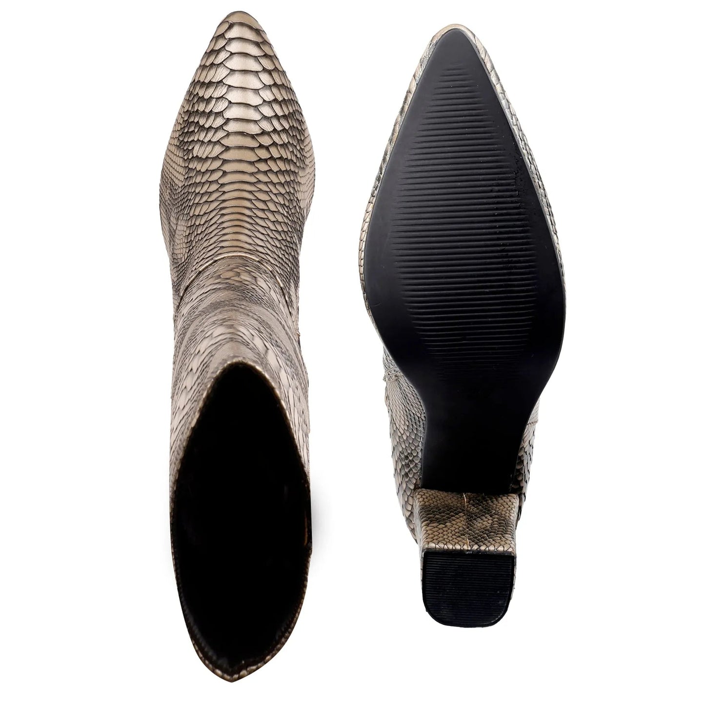 Rocco Bellano Gloss Snake Boots for Women | Knee-High Faux Snake Boots