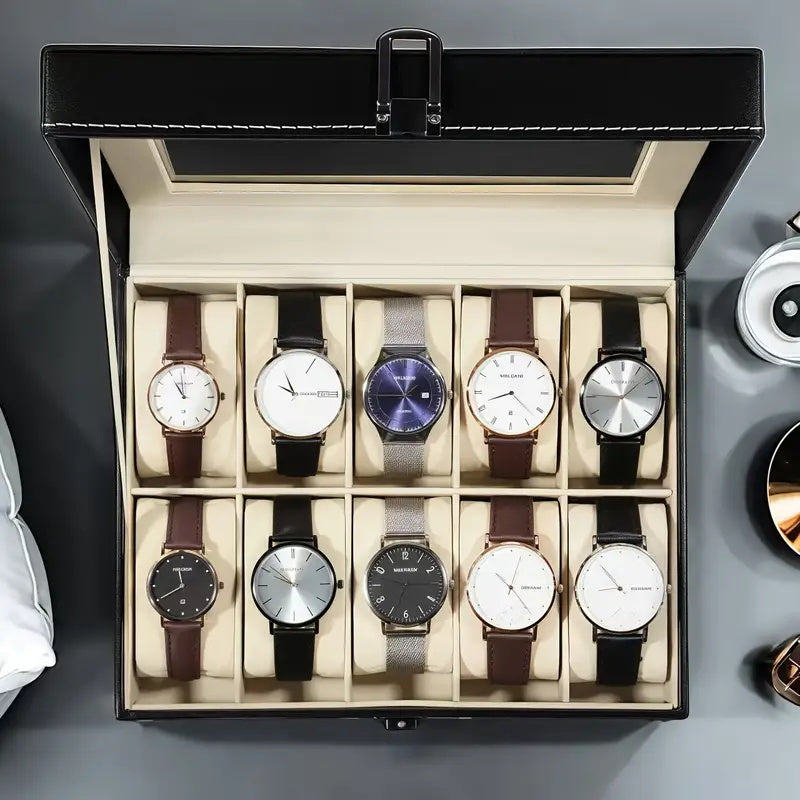 Buy Multi-Slot Men's Leather Watch Display Case | Rocco Bellano