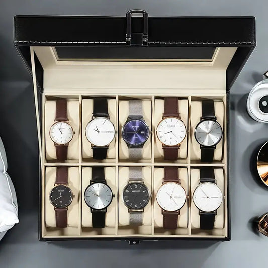 Buy 10-Slot Leather Watch Display Box Online | Rocco Bellano