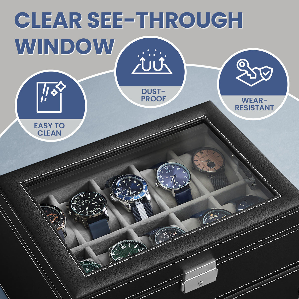 20-Slot Watch Box with Drawer & Glass Lid | Rocco Bellano