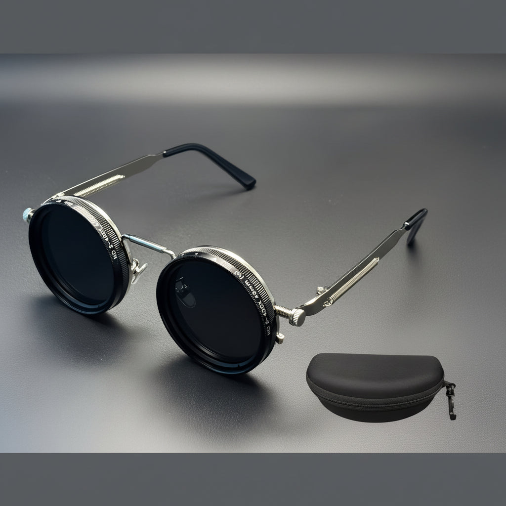 Steampunk Adjustable ND Filter Round Sunglasses | Rocco Bellano