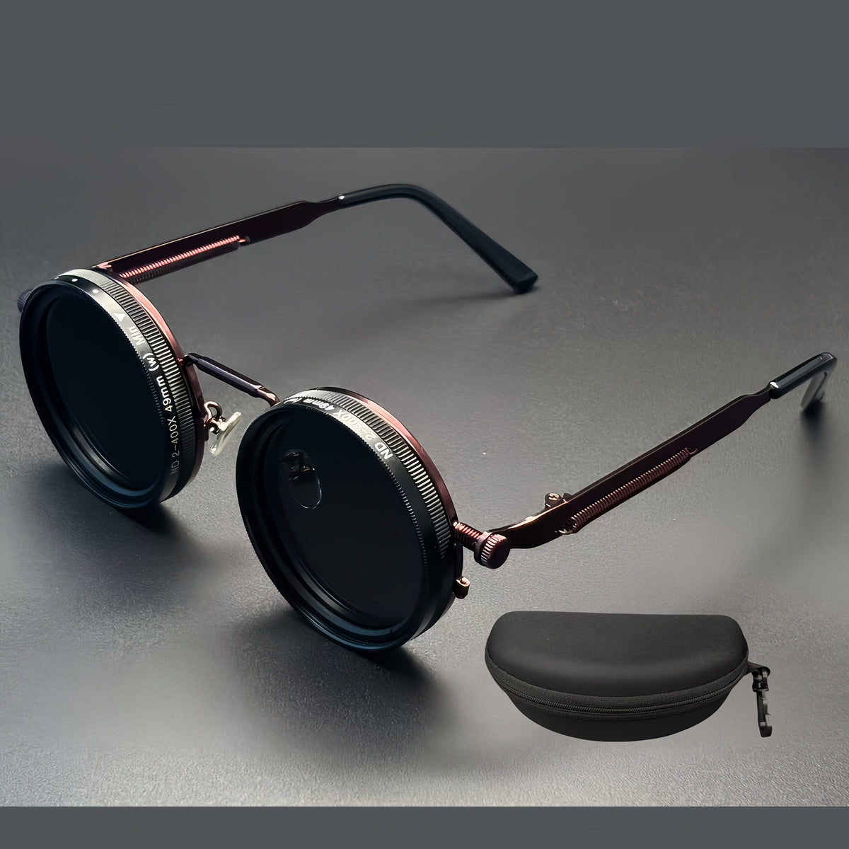 Steampunk Adjustable ND Filter Round Sunglasses | Rocco Bellano