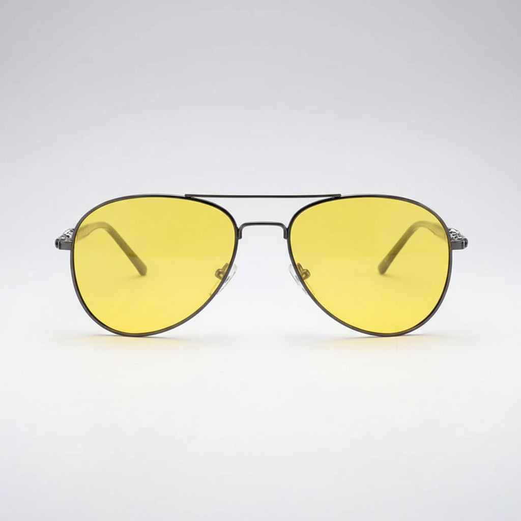 Rocco Bellano Yellow Lens Aviator Sunglasses – Black Frame