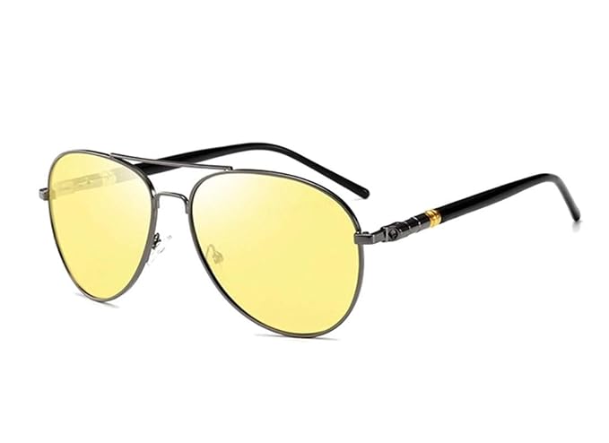 Rocco Bellano Yellow Lens Aviator Sunglasses – Black Frame