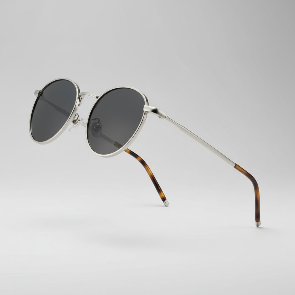 Black Round Metal Sunglasses for Men & Women | Rocco Bellano