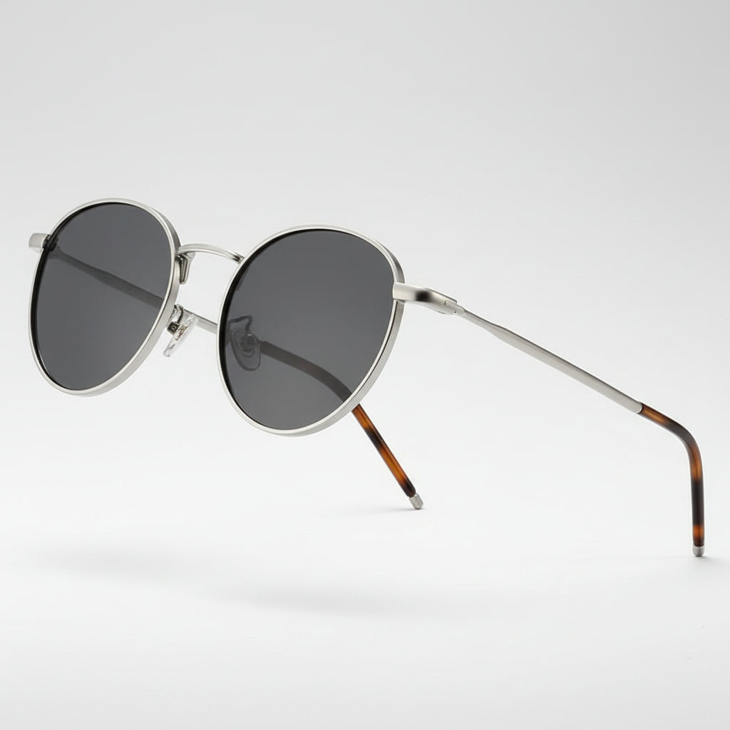 Black Round Metal Sunglasses for Men & Women | Rocco Bellano