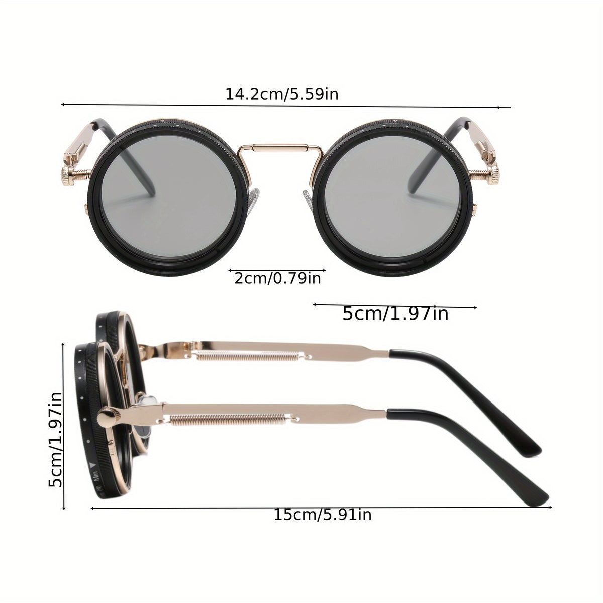 Steampunk Adjustable ND Filter Round Sunglasses | Rocco Bellano