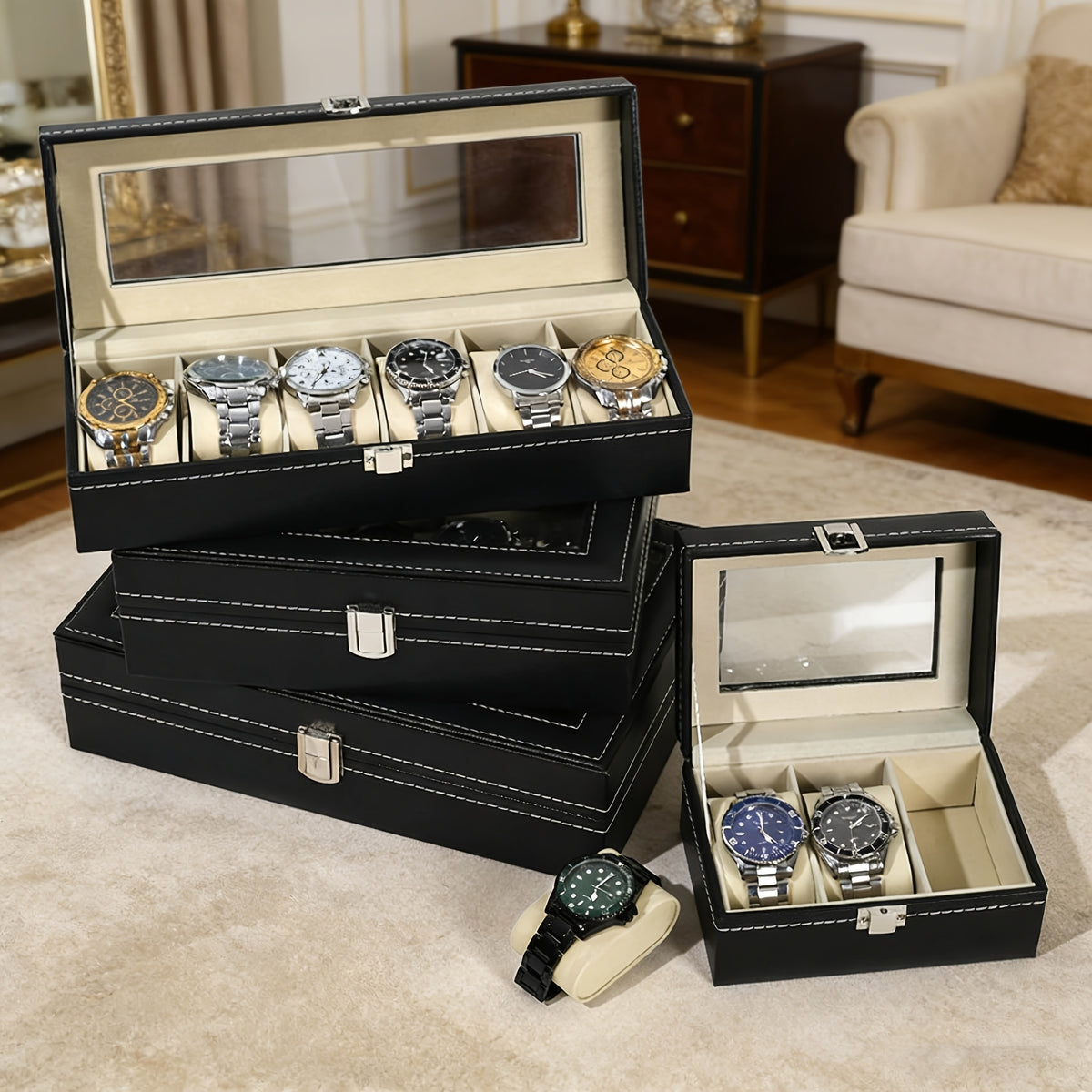 Buy Multi-Slot Men's Leather Watch Display Case | Rocco Bellano