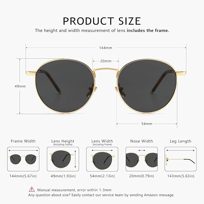 Rocco Bellano Round Sunglasses for Men & Women – Gold Frame