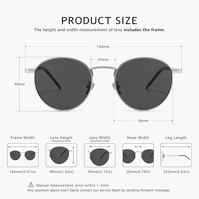 Black Round Metal Sunglasses for Men & Women | Rocco Bellano