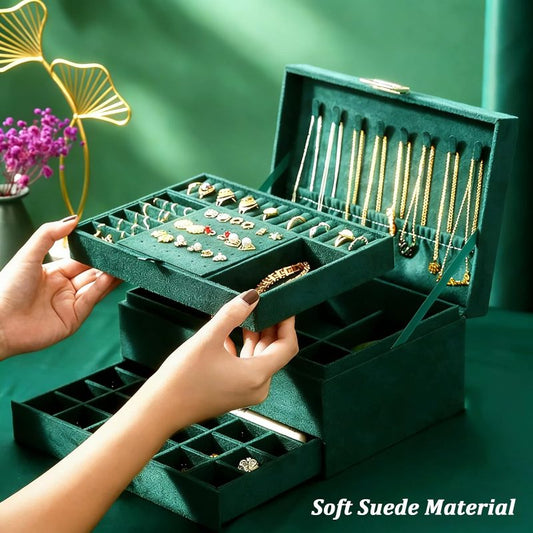 Emerald Green Velvet Jewelry Box with Lock | Rocco Bellano