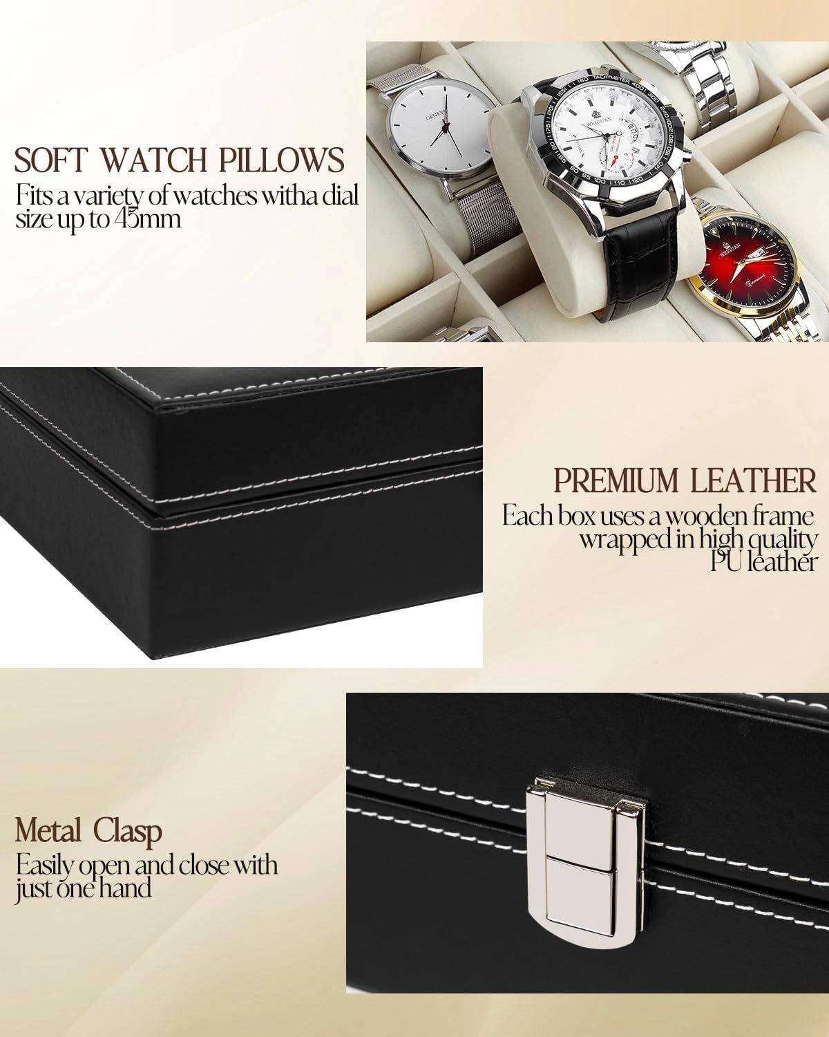 Buy Multi-Slot Men's Leather Watch Display Case | Rocco Bellano
