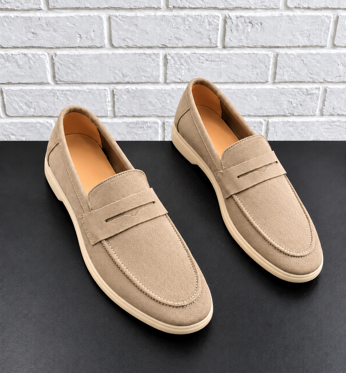 Rocco Bellano Men's Dark Brown Textured Penny Loafers