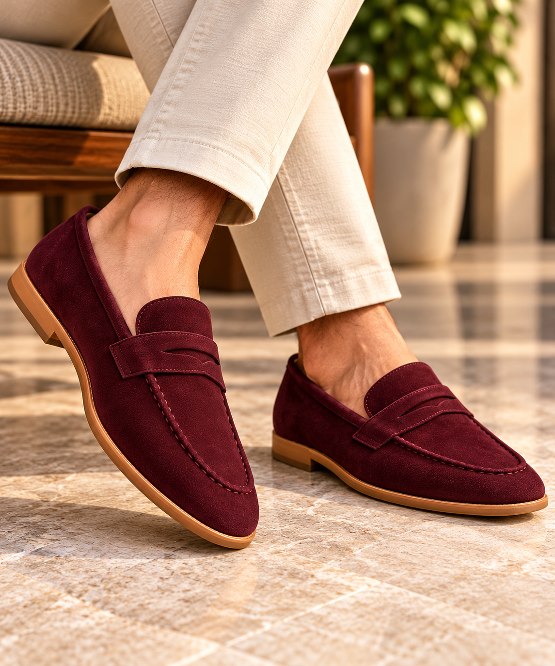 Rocco Bellano Men's Brown Suede Penny Loafers