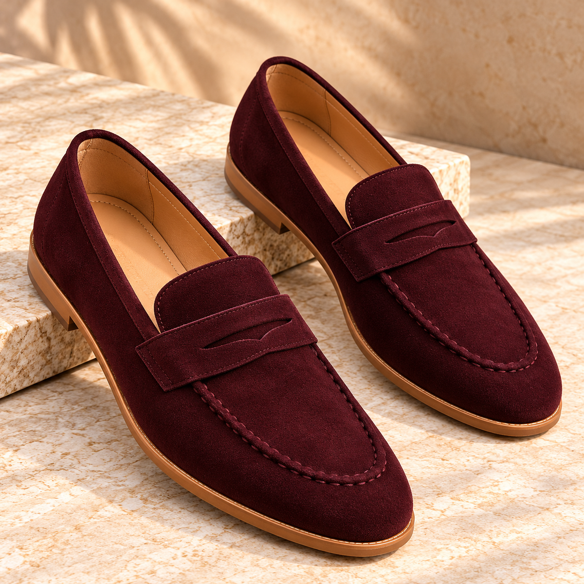 Rocco Bellano Men's Brown Suede Penny Loafers