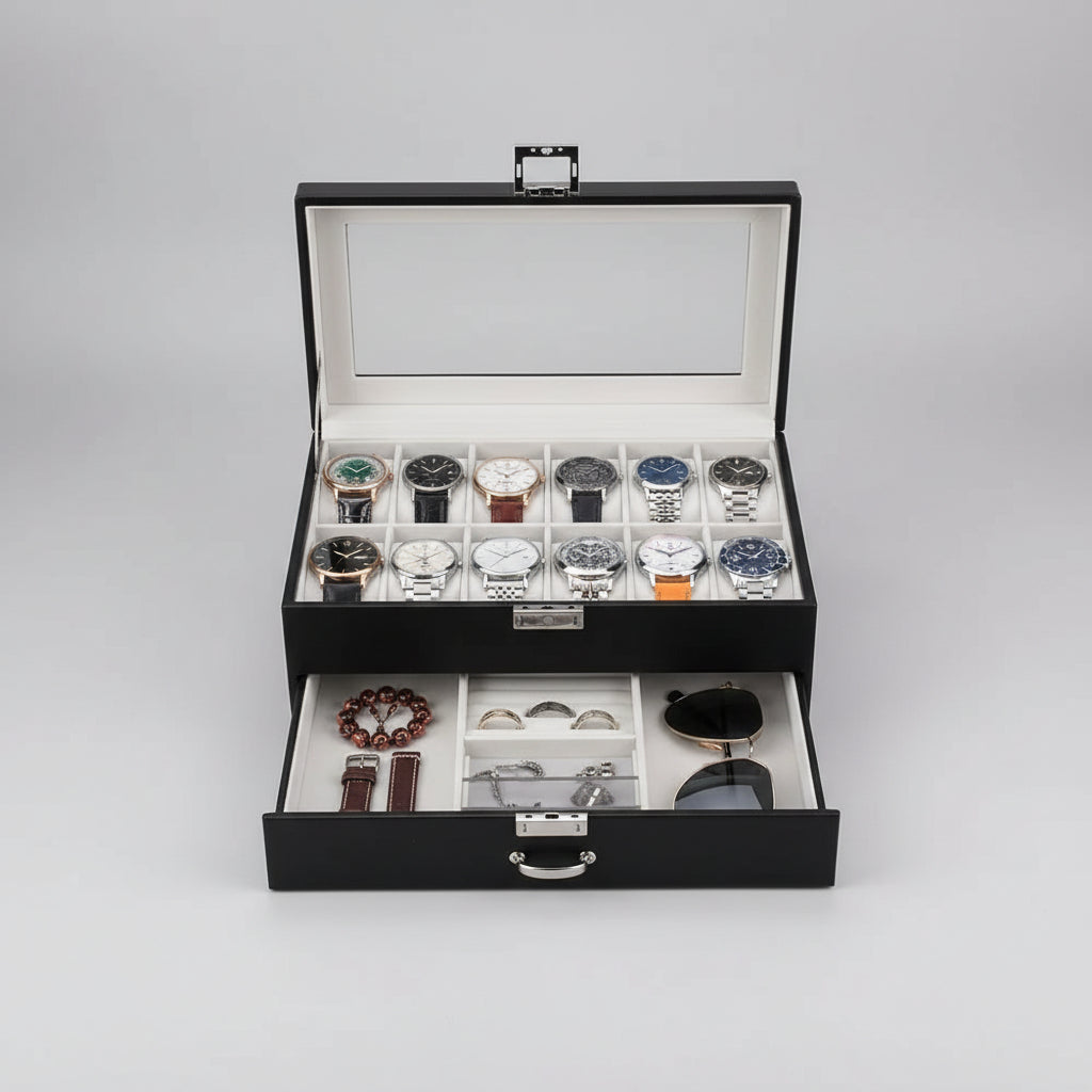 Buy Double-Layer 12-Slot Watch Box & Jewelry Organizer | Rocco Bellano