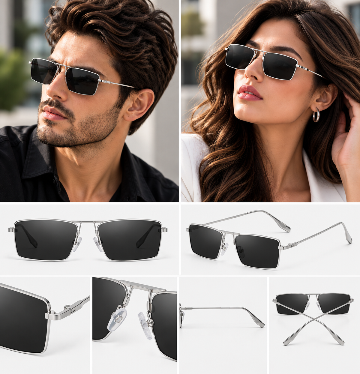 Buy Latest Rocco Bellano Gold Rectangular Sunglasses for Men & Women – Black 