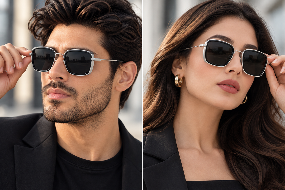 Men's Metal Black Square Sunglasses | Rocco Bellano