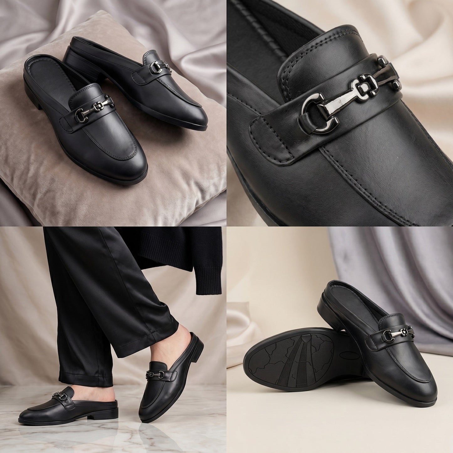 Rocco Bellano Luxury Slip-On Mule Loafers | Horsebit Backless Flats