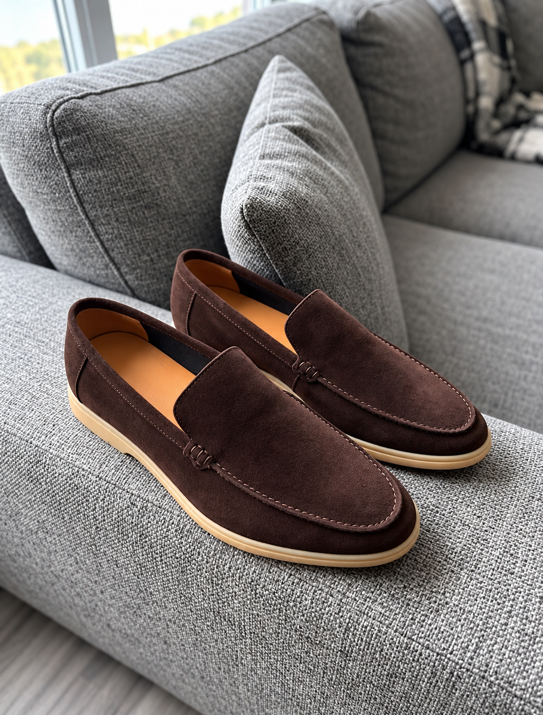 Rocco Bellano Men's Dark Brown Textured Penny Loafers
