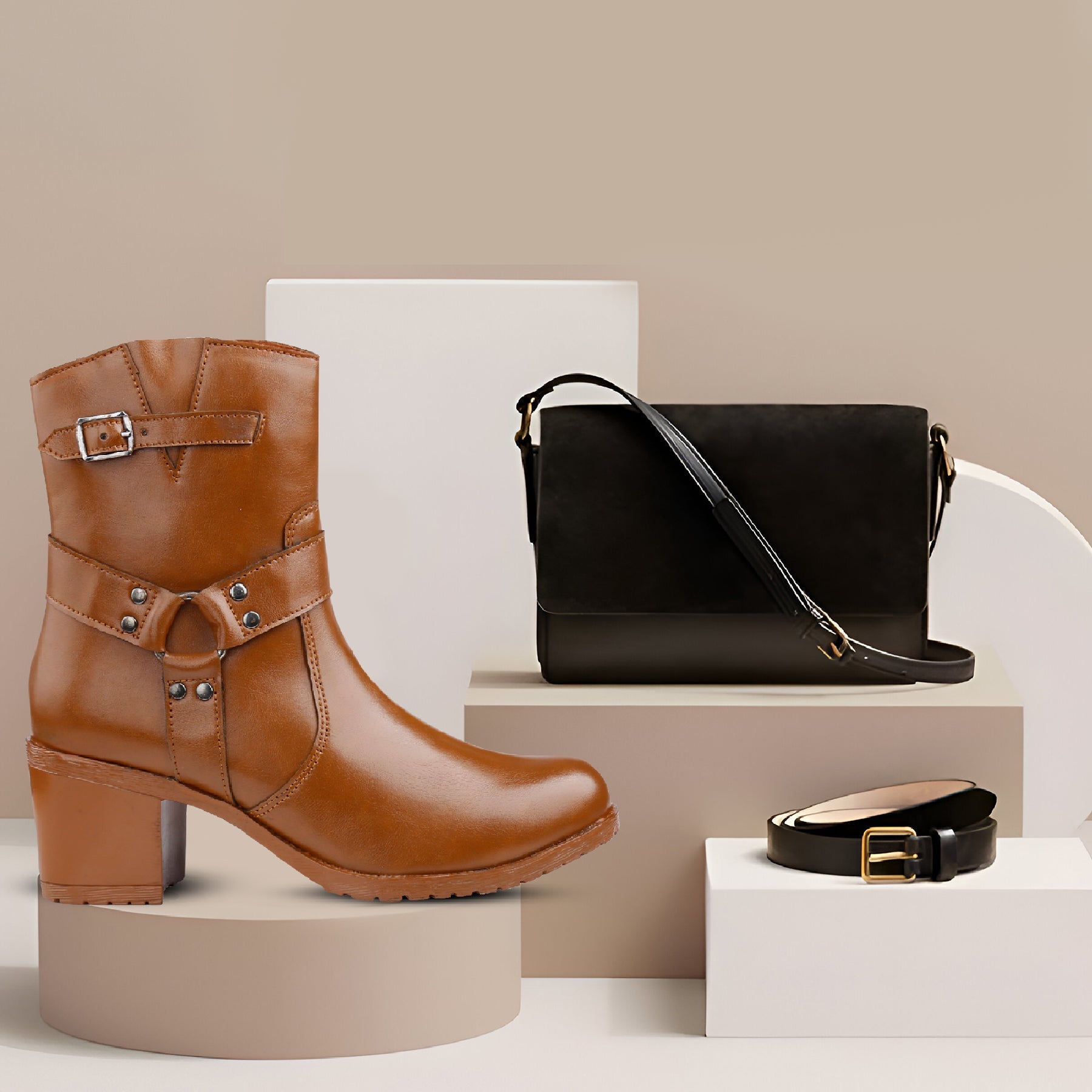 Rocco Bellano Ankle Zipper Boots | Vegan Leather Block Heel Boots