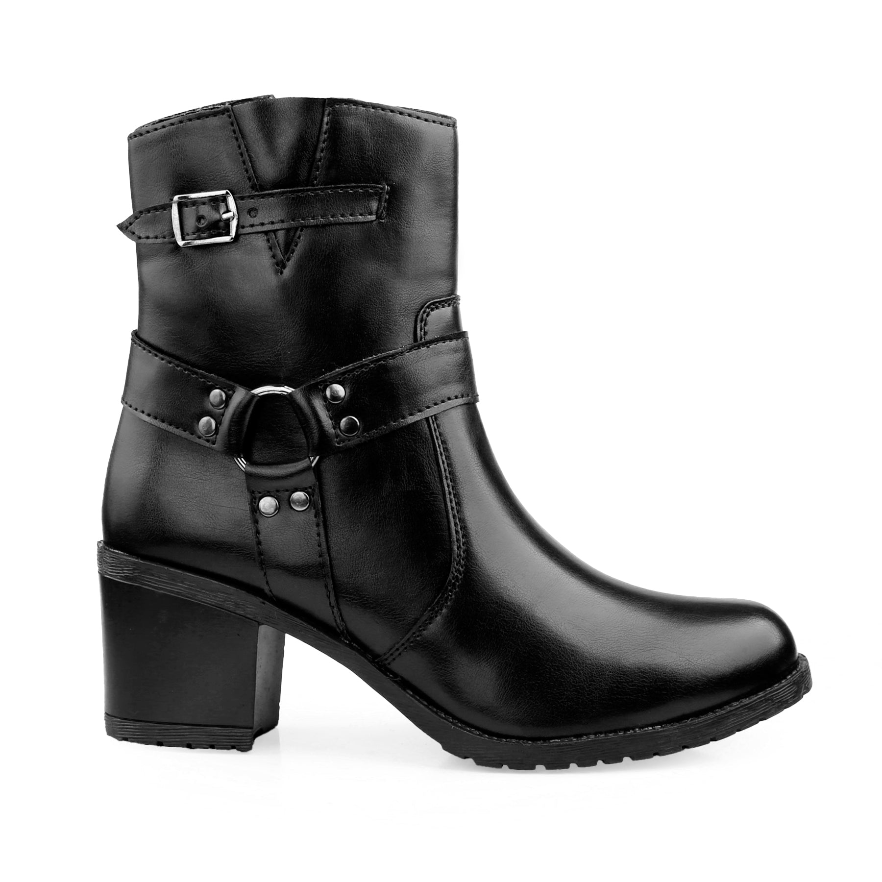 Rocco Bellano Ankle Zipper Boots | Vegan Leather Block Heel Boots