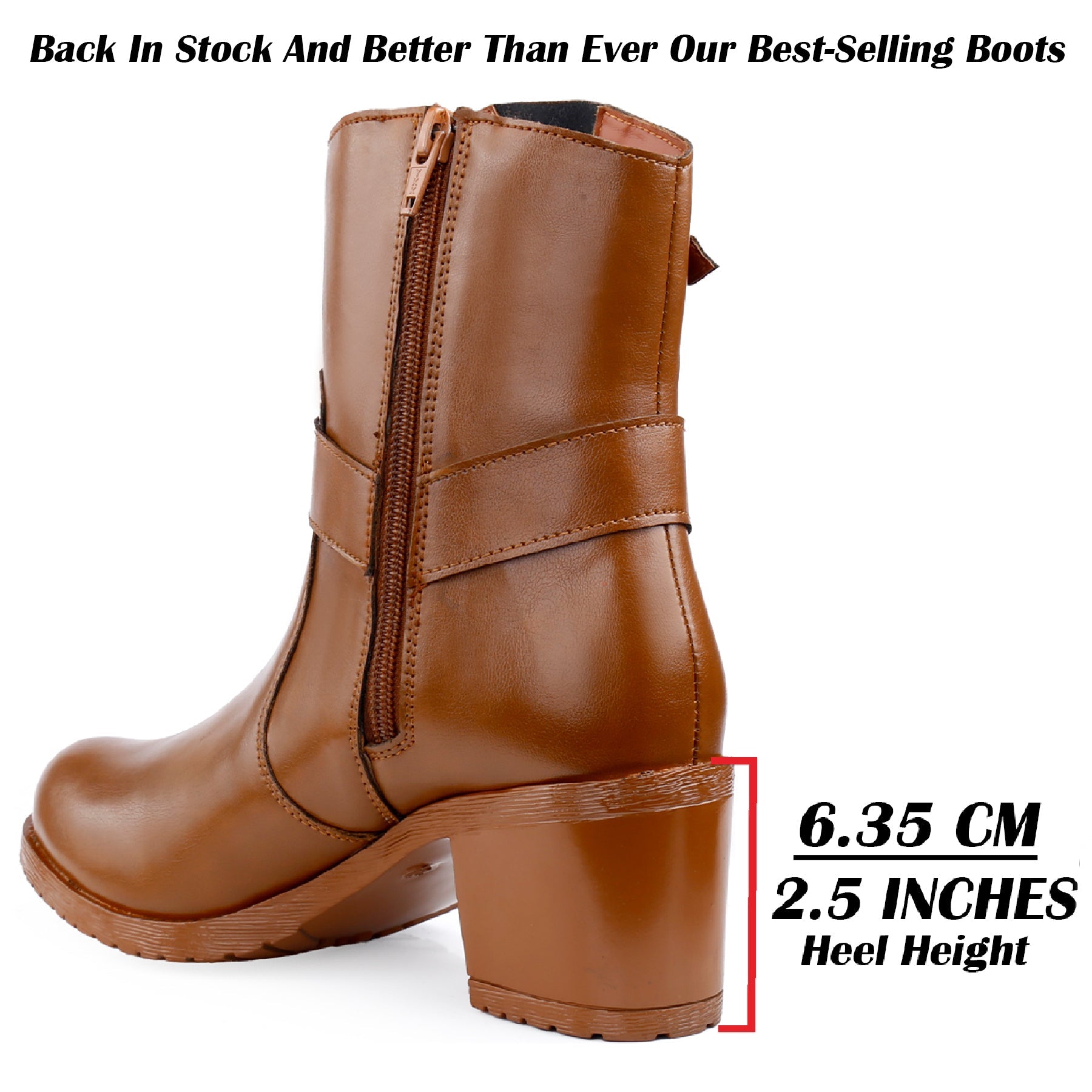 Rocco Bellano Ankle Zipper Boots | Vegan Leather Block Heel Boots