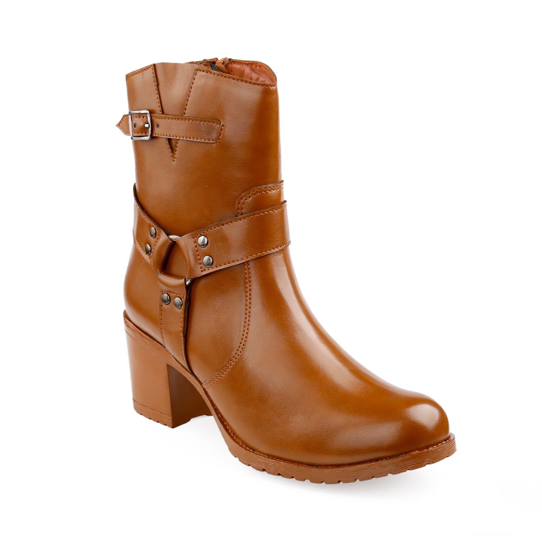 Rocco Bellano Ankle Zipper Boots | Vegan Leather Block Heel Boots