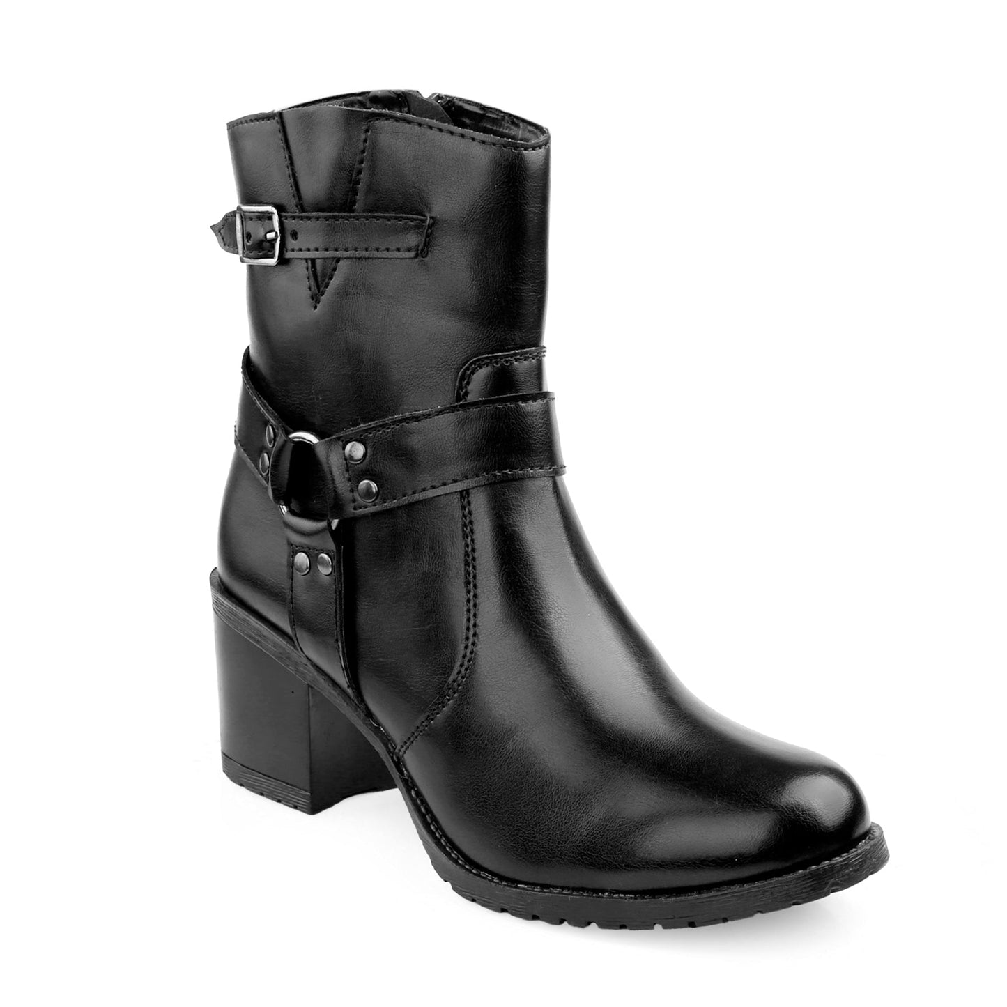 Rocco Bellano Ankle Zipper Boots | Vegan Leather Block Heel Boots
