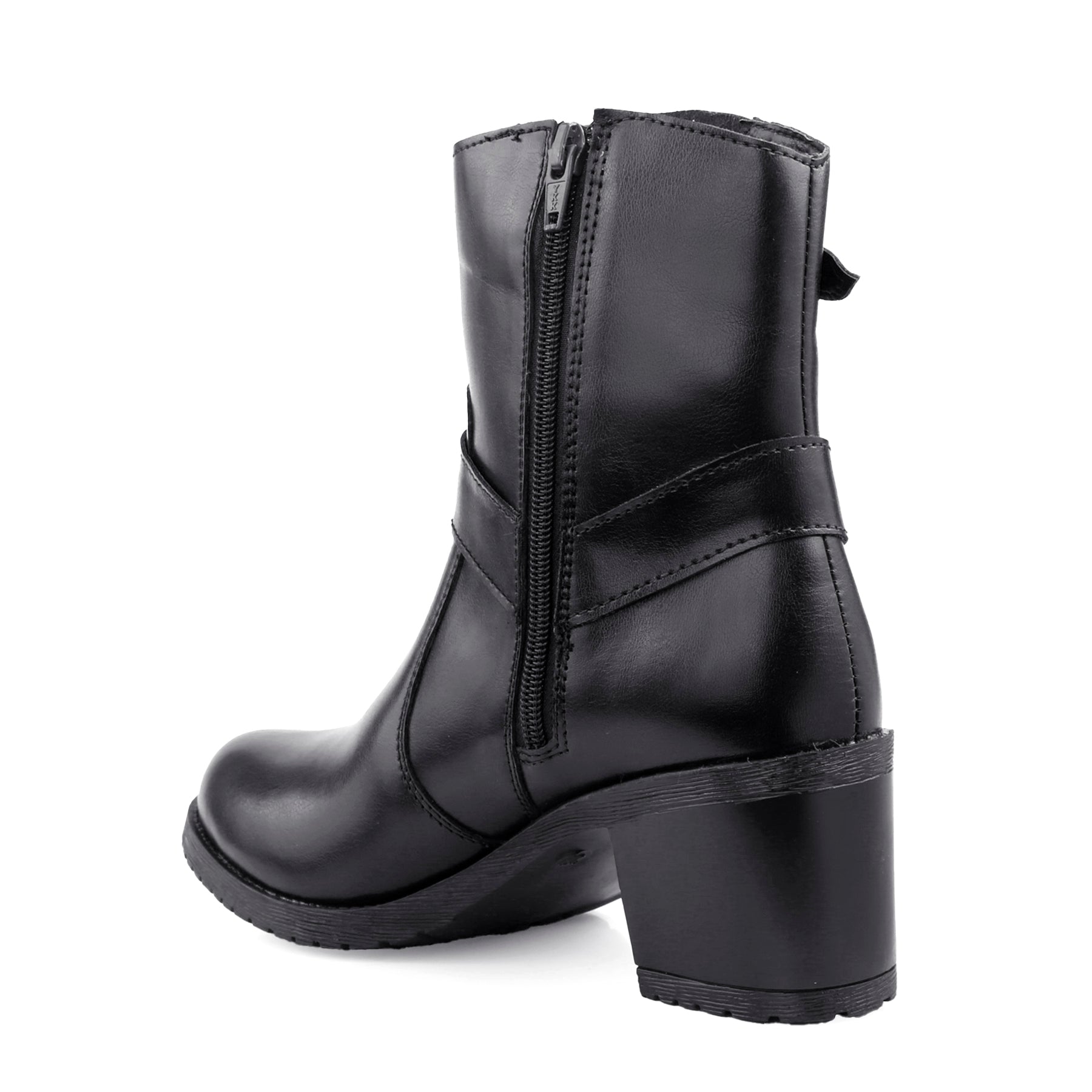Rocco Bellano Ankle Zipper Boots | Vegan Leather Block Heel Boots