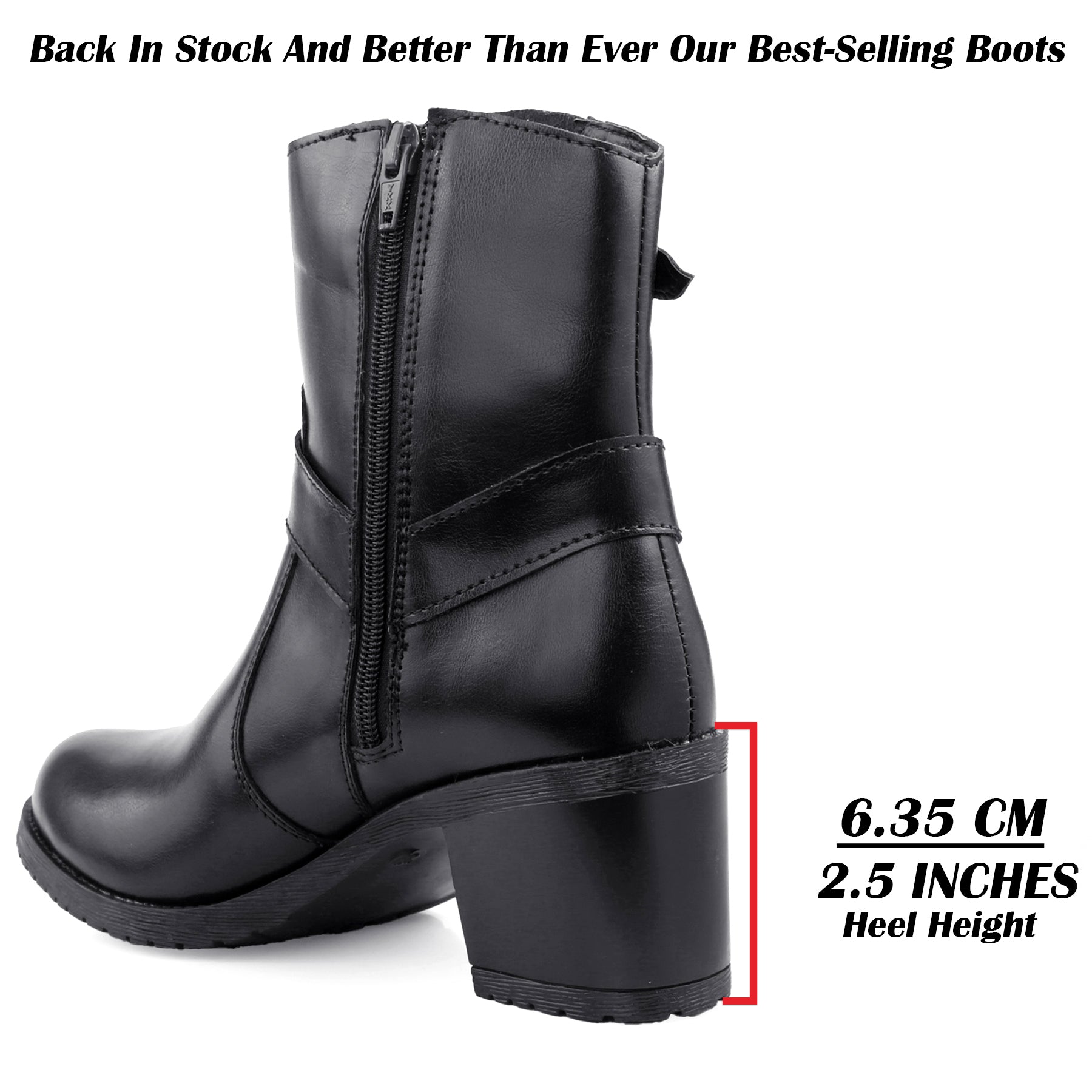 Rocco Bellano Ankle Zipper Boots | Vegan Leather Block Heel Boots