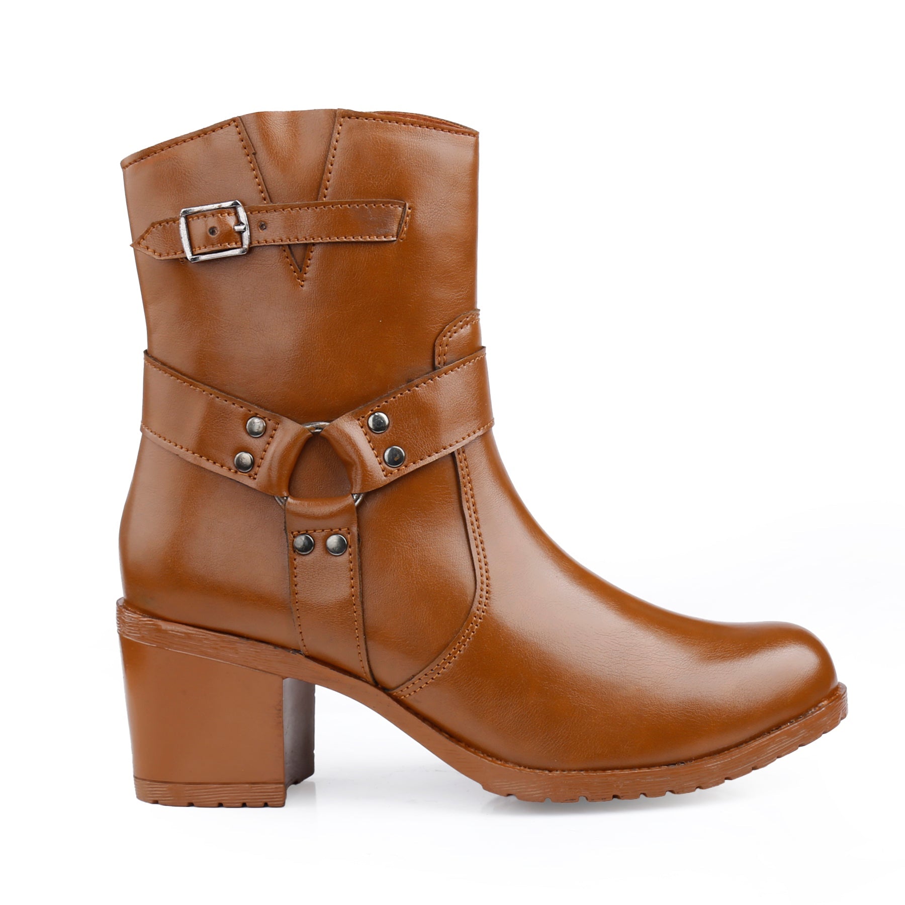 Rocco Bellano Ankle Zipper Boots | Vegan Leather Block Heel Boots