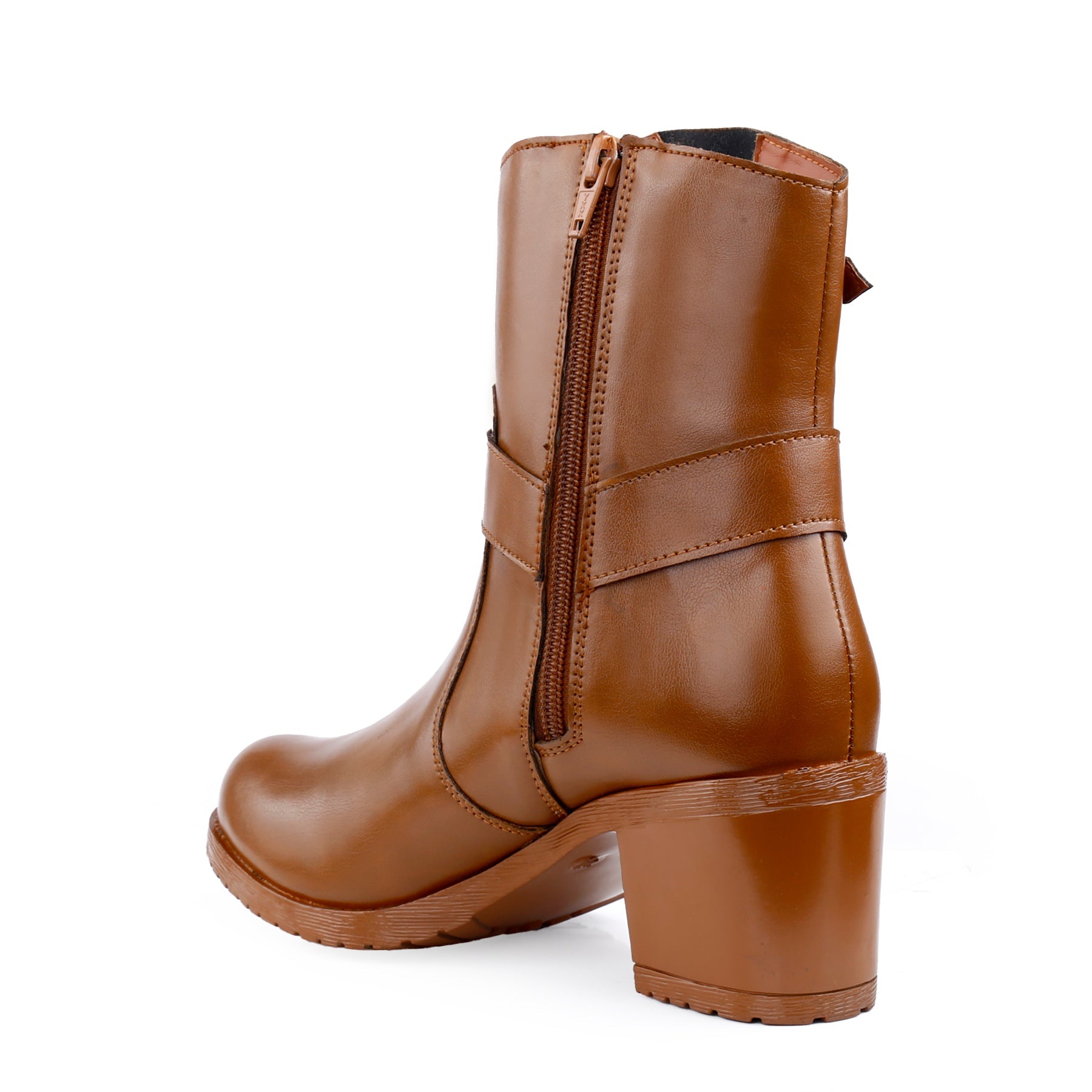 Rocco Bellano Ankle Zipper Boots | Vegan Leather Block Heel Boots