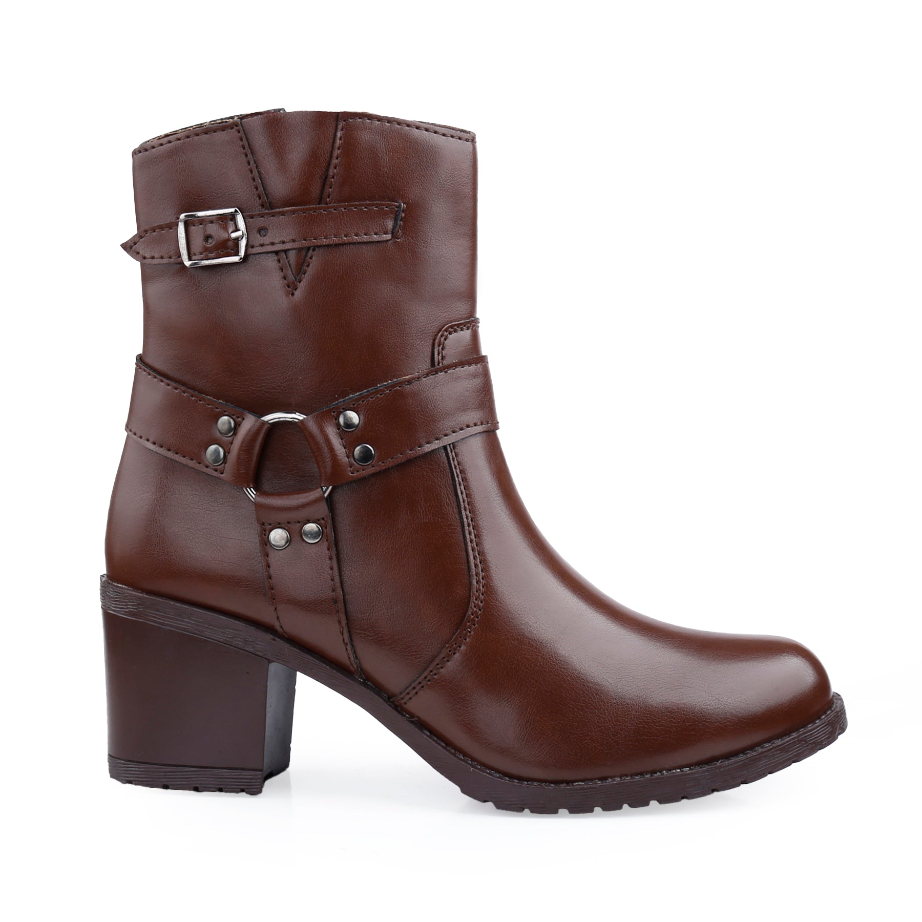 Rocco Bellano Ankle Zipper Boots | Vegan Leather Block Heel Boots