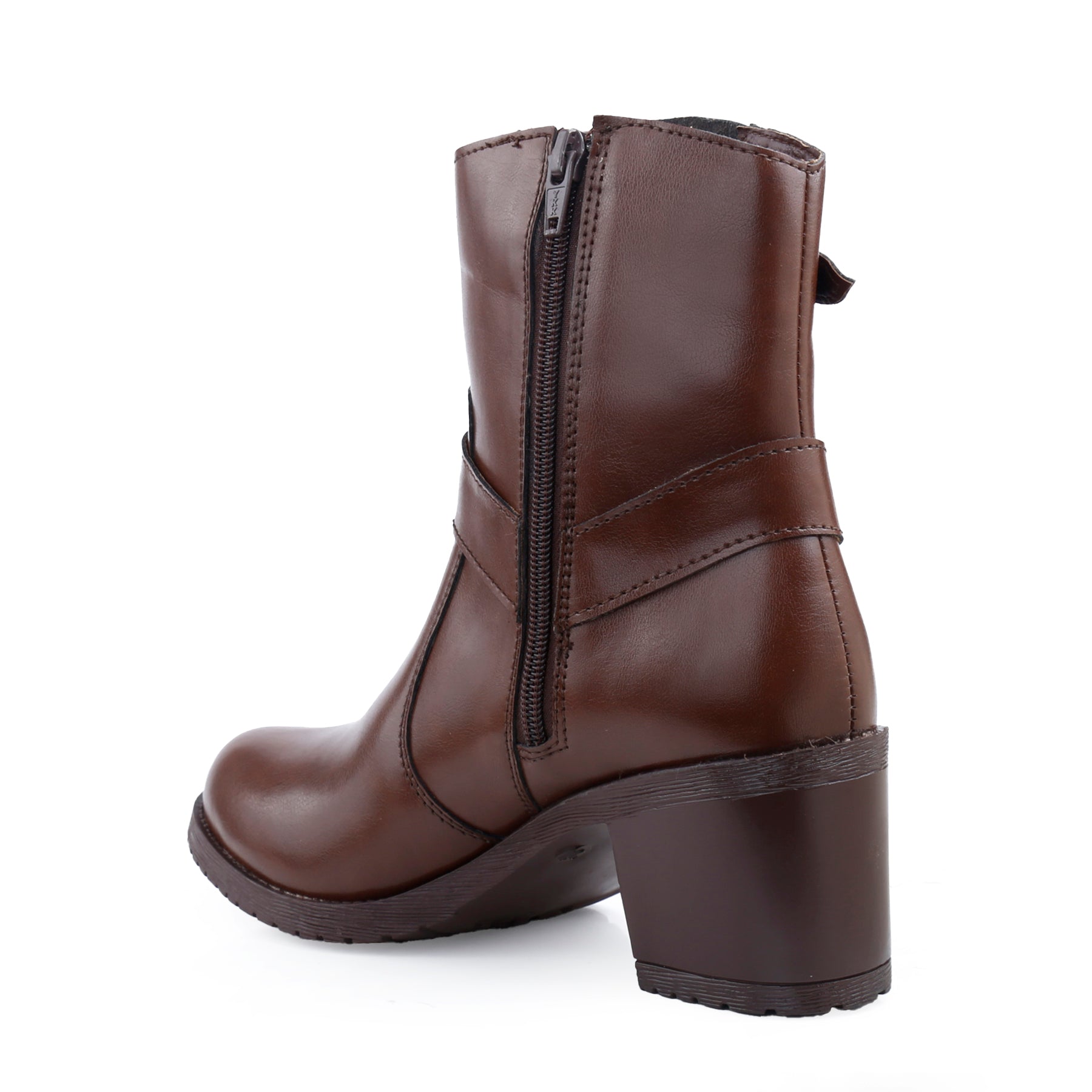 Rocco Bellano Ankle Zipper Boots | Vegan Leather Block Heel Boots