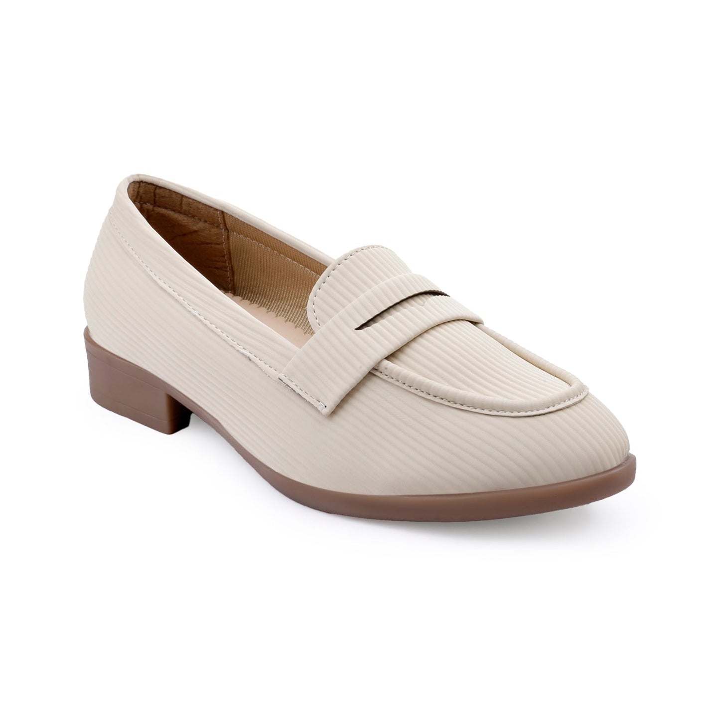 Beige loafer shoe on a white background