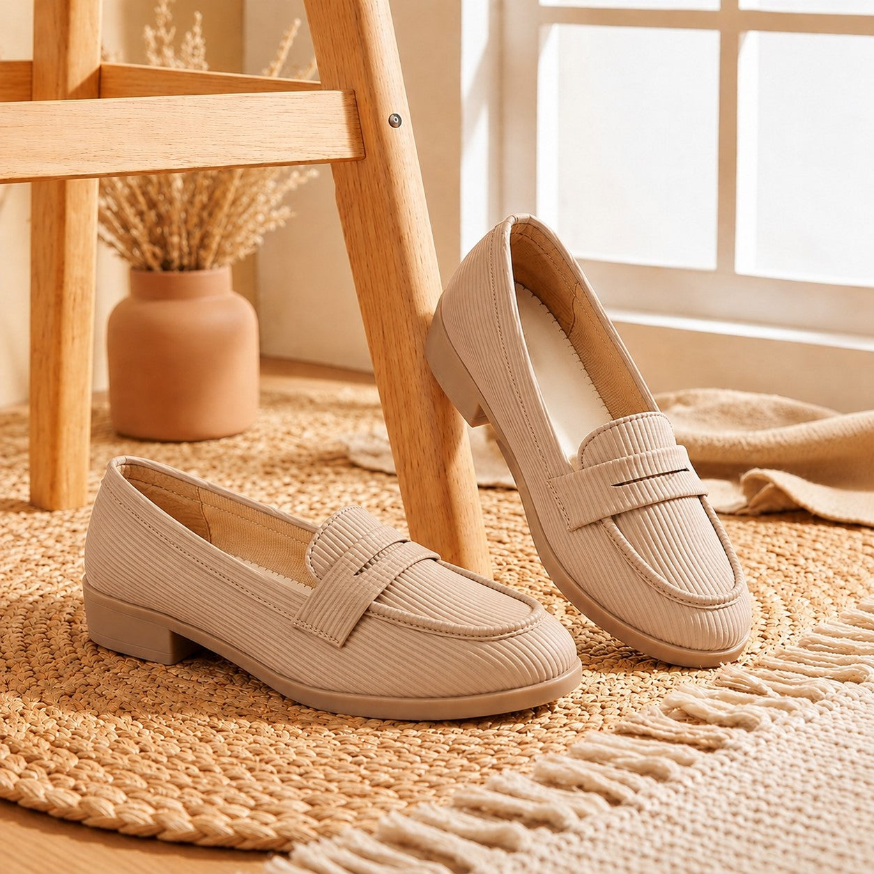 Rocco Bellano Ivory Textured Penny Loafers | All-Day Comfort-Black