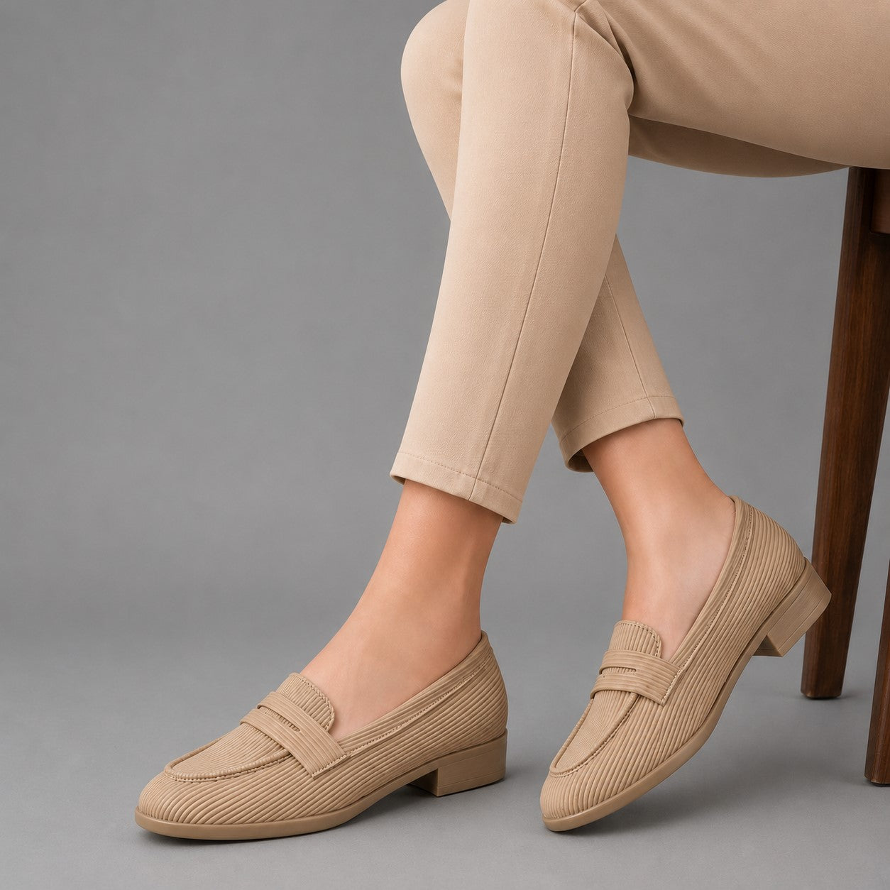 Rocco Bellano Ivory Textured Penny Loafers | All-Day Comfort-BEIGE-1