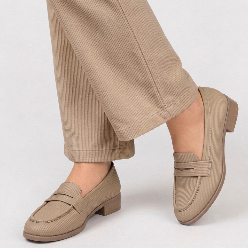 Rocco Bellano Ivory Textured Penny Loafers | All-Day Comfort-BEIGE-1