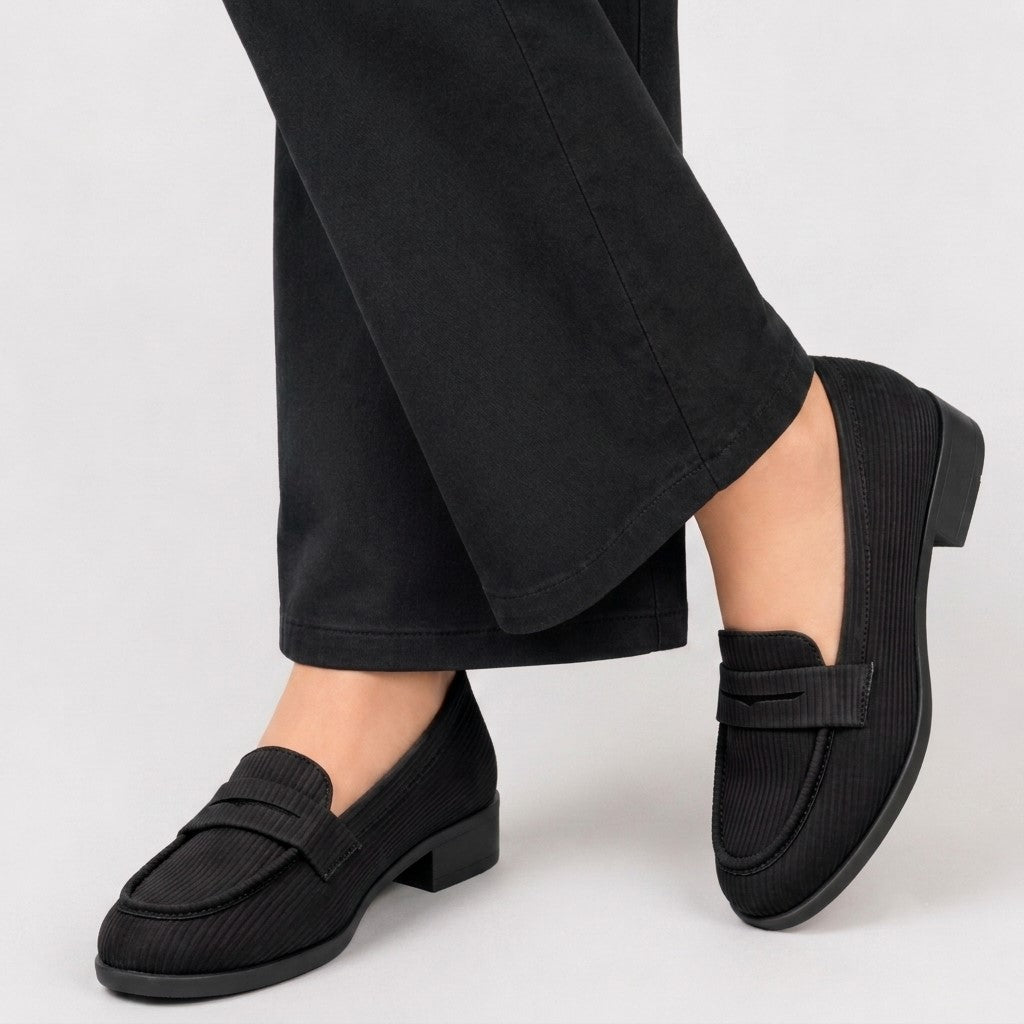 Rocco Bellano Ivory Textured Penny Loafers | All-Day Comfort-Black