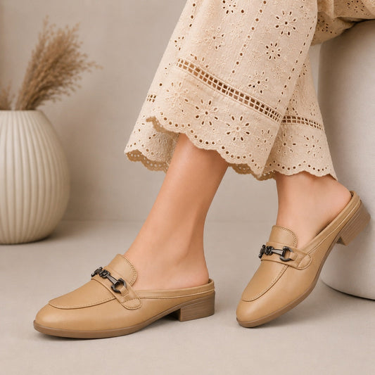 Rocco Bellano Luxury Slip-On Mule Loafers | Horsebit Backless Flats