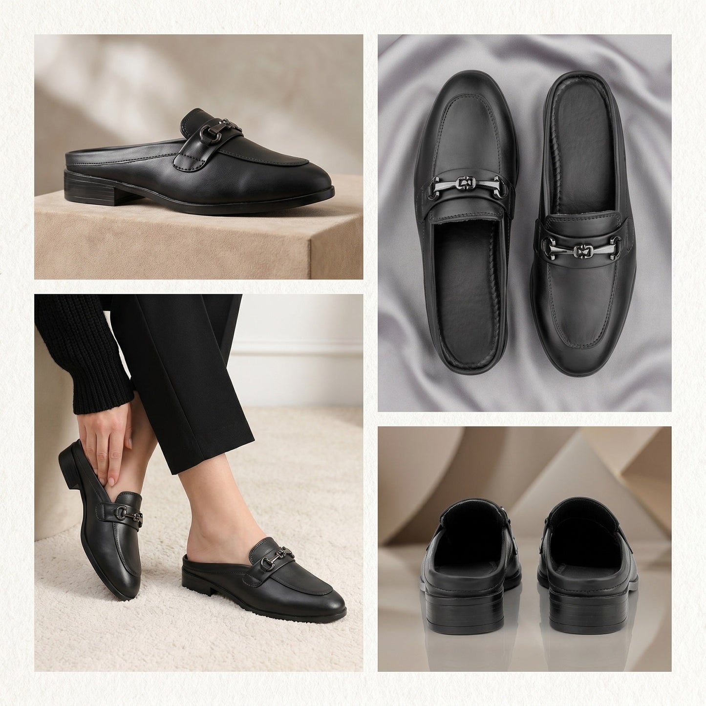 Rocco Bellano Luxury Slip-On Mule Loafers | Horsebit Backless Flats