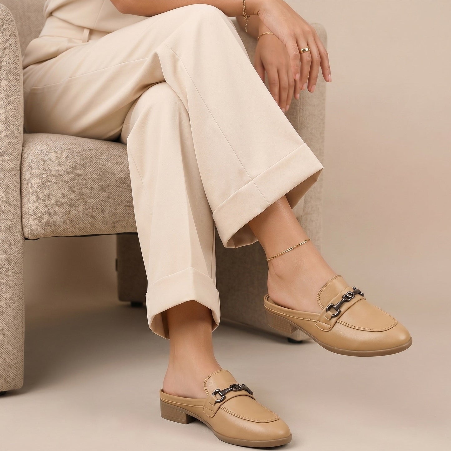 Rocco Bellano Luxury Slip-On Mule Loafers | Horsebit Backless Flats