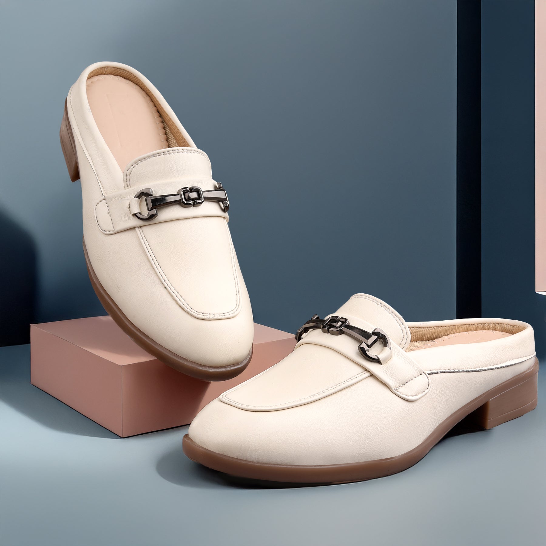 Rocco Bellano Luxury Slip-On Mule Loafers | Horsebit Backless Flats