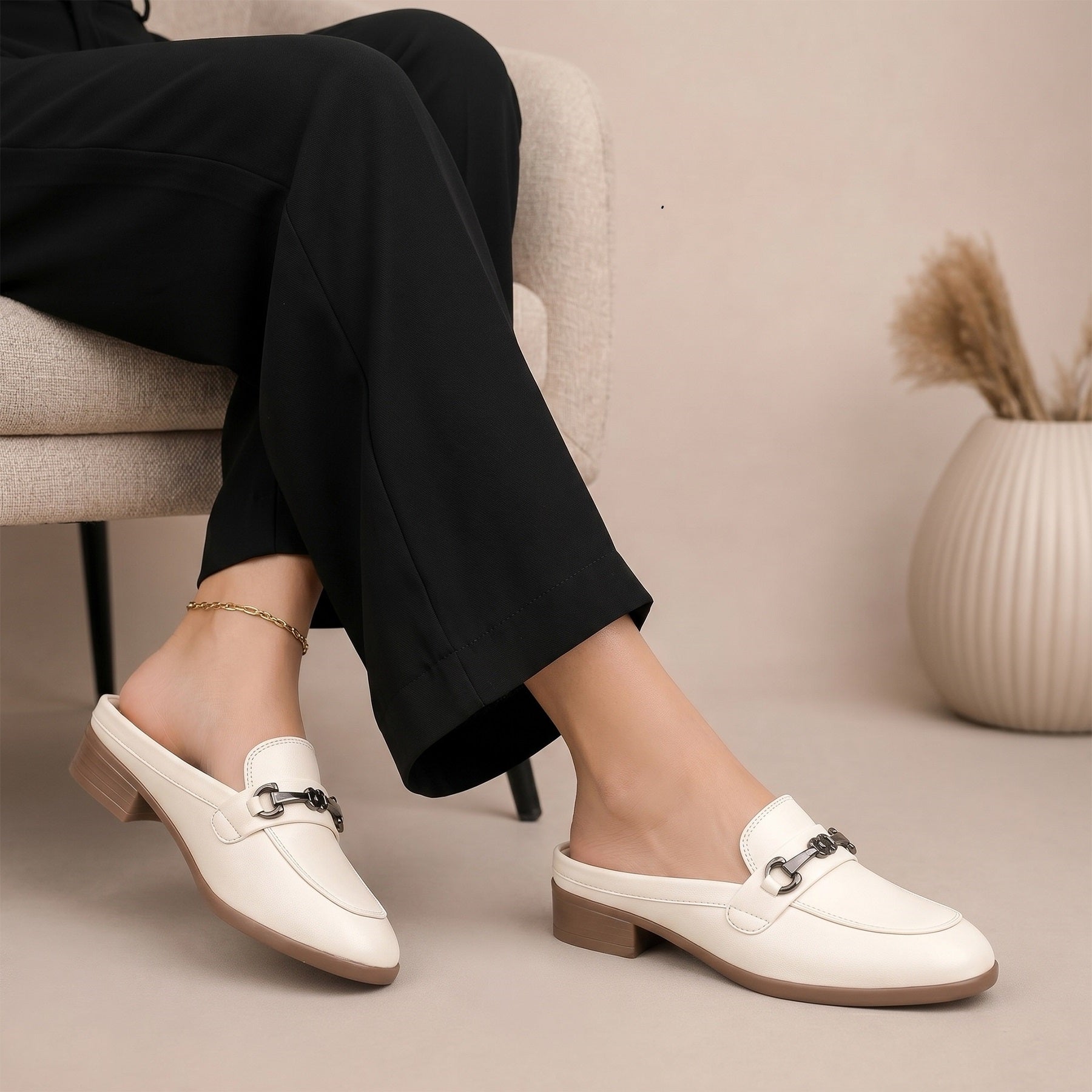 Rocco Bellano Luxury Slip-On Mule Loafers | Horsebit Backless Flats